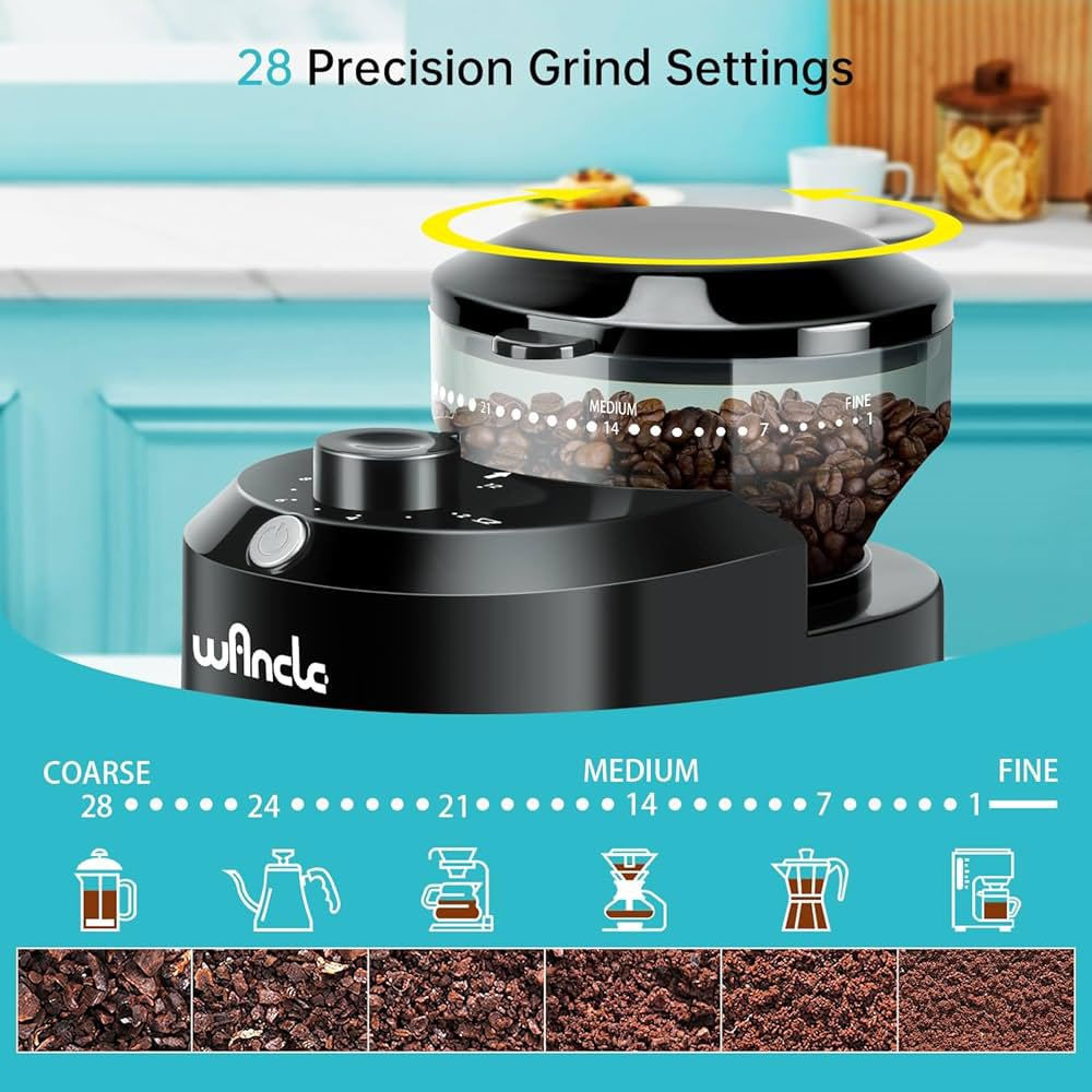 ☕ مطحنة قهوة برأس طحن مخروطي (Burr Grinder) من ماركة Wancle

مطحنة احترافية، مدمجة وعملية جداً، مثالية لعشاق القهوة الذين يبحثون عن طحن طازج ومتناسق في المنزل دون أخذ مساحة كبيرة على "الـكوفي كورنر".

✨ أهم المميزات والمواصفات:
 درجات طحن متعددة (28 درجة دقيقة): تمنحك خيارات واسعة تبدأ من الخشن جداً (للـ French Press) إلى الناعم جداً (لـ Espresso و الموكا بوت).

 طحن متناسق ومتين: تحتوي على شفرات طحن (Burrs) عالية الجودة تضمن لك طحناً متساوياً للحبيبات للحفاظ على نكهة القهوة الأصلية.

 التحكم بالكمية (من 2 إلى 12 كوب): تحتوي على مؤقت دائري ذكي لتحديد كمية القهوة المراد طحنها حسب عدد الأكواب التي تحتاجها.

 سعة الخزان: * خزان حبوب القهوة العلوي يتسع لـ 3 أونصة (حوالي 85-100 غرام).

 وعاء تجميع القهوة المطحونة يتسع لـ 100 غرام كحد أقصى (Max).

 تصميم مدمج وموفر للمساحة: أبعادها صغيرة جداً ومناسبة لأي مطبخ:

 الارتفاع: 190 ملم (7.4 إنش)
 الطول: 162 ملم (6.3 إنش)
 العرض: 90 ملم (3.7 إنش)
 سهلة التنظيف: شفرات الطحن قابلة للإزالة والفك بسهولة لتنظيفها باستخدام الفرشاة المرفقة معها لمنع تراكم الزيوت والبن القديم.

📦 الملحقات المرفقة:

 ملعقة معيارية مدمجة مع فرشاة تنظيف مخصصة للشفرات.


**إذا كنت صاحب هذا الإعلان وتريد حذفه لأي سبب، رجاءا أرسل رسالة إلى الدعم الفني**