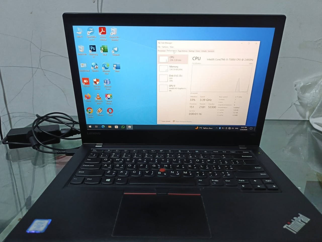 لابتوب lenovo think pad 
Core i5
7th
Ram 8 GB
Hard 256GB ssd
شاشه ١٤انج
بطارية جديدة 
سعره 175الف
تواصل  ***********واتساب
