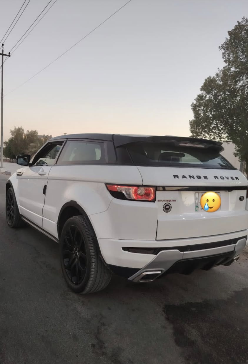 Range Rover 2012
رانج روفر ايفوك ٢٠١٢

تك باب تك باب
وارد خليجي ضررها 3 قطع بارد وباب الصندوك بي صبغ   موديل 2012 فول مواصفات وغنى عن التعريف محرك 2000 تيربو
رقم بغداد مشروع وطني 
ماشية 140 كيلو 
داخل جلد لونين بانوراما ثابتة سماعات ميرديان 
داخل اربع الوان ضوء داخلي لمس فول تحكمات 
تبريد قطعتين كير ماوس اشاير ترحيب بالمري كشن ميموري 3 وضعيات السايق والي بجنبه  مابيه اي نقص 
جاهزة مجهزة 

تواصل ..***********
