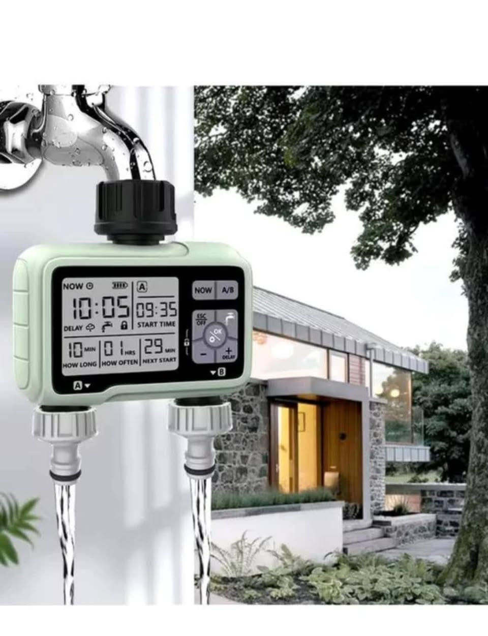 متاح قطعتين من هاي سعر قطعتين معا توصيل 25
هذا الجهاز هو مؤقت مياه رقمي بفتحتين للري (Water Timer)، يستخدم لأتمتة جداول الري في الحدائق والمزارع. 
تحكم مستقل: يحتوي على مخرجين (فتحتين) للتحكم المستقل في مناطق الري. 
أوضاع متعددة: يدعم أوضاع الري التلقائي، واليدوي، وتأخير الري في حال هطول الأمطار. 
شاشة عرض: مزود بشاشة LCD كبيرة لسهولة قراءة وإعداد جداول الري. 
سهولة الاستخدام: مصمم ليكون سهل الإعداد والتركيب للحدائق المنزلية.


**إذا كنت صاحب هذا الإعلان وتريد حذفه لأي سبب، رجاءا أرسل رسالة إلى الدعم الفني**