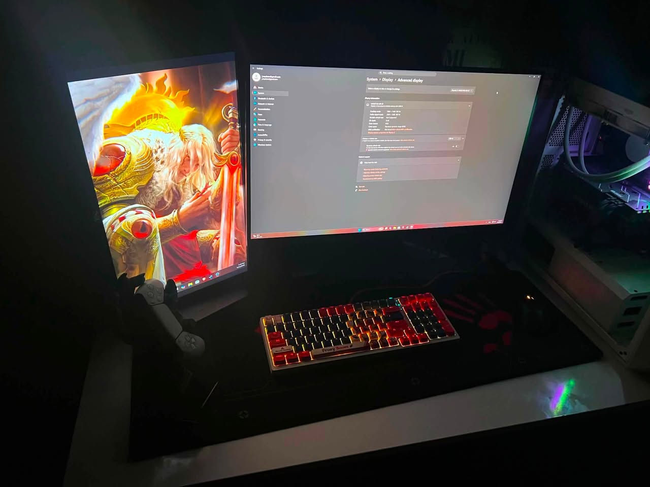 فقط الكيس للبيع 
المواصفات :amd ryzen 7 5700 x3d
كارت الشاشة 3070 ti كالاكس 8 گيكا 
الرامات 2*16 3600 mhz   كورسير فينجينس
CL 18 
المذر بورد MSI MPG X570 gaming plus 
الهاردات سامسونج nvme 980 pro 512 
2 تيرا ssd 
512 و1 تيرا twin moss
الكيس كولر ماستر 
والتبريد المائي كولر ماستر 360 
والبور سبلاي G700 gold كولر ماستر  
والعجين متبدل جديد ووندوز اصلي مفعل 
والكيس مثل مشوف الجامة ضايعة 
بغداد فقط 
السعر مليونين قفل 
***********
