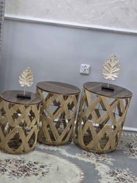 طبلات ثلاثي بوهيمي • خشب+حديد+قش • ٤٤·٣٨·٣٢سم