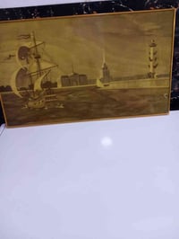 تحفه فنيه انتيكة عمرها اكثر من ٥٠ سنه مناظر طبيعيه مرسومه على خشب الصا...