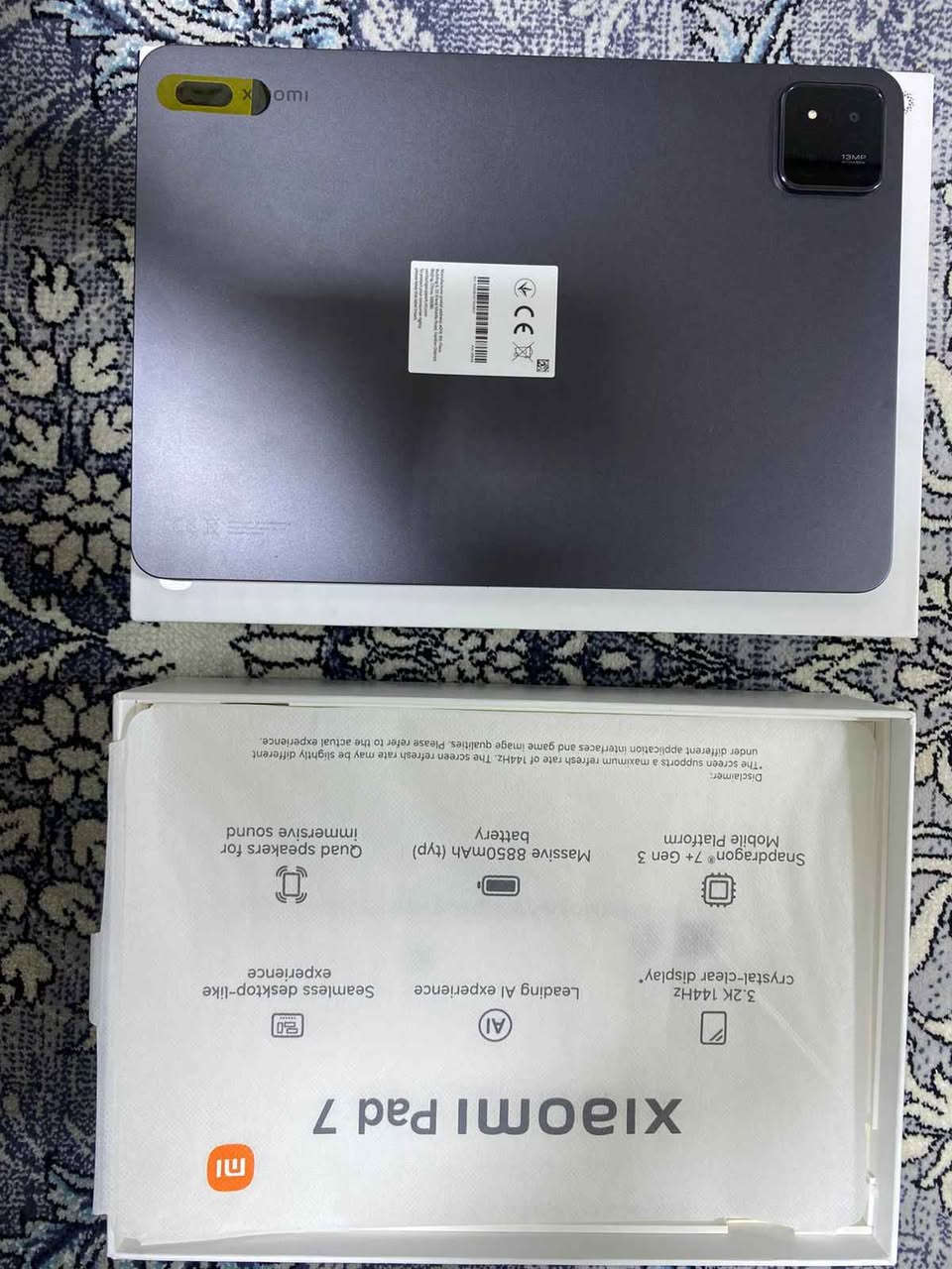 شاومي باد 7 
📅 الاستخدام: شهر تقريباً (نظيف جداً مثل الجديد)
💰 السعر: 375,000 دينار عراقي وقابل للتفاوض البسيط
📱 المواصفات:
• شاشة 11 إنچ بدقة عالية + 144Hz سلاسة قوية
• معالج Snapdragon قوي وسريع
• رام 8GB
• ذاكرة 256GB
• بطارية 8850mAh تدوم لفترة طويلة
• صوت ستيريو واضح وقوي
• كاميرا خلفية 13MP
• يدعم القلم والكيبورد
📦 كامل مع العلبة وجميع الملحقات
🎓 مناسب للدراسة، الألعاب، اليوتيوب، والتصفح موصل, نينوى


**إذا كنت صاحب هذا الإعلان وتريد حذفه لأي سبب، رجاءا أرسل رسالة إلى الدعم الفني**