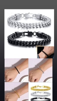 سوار رجالي • فولاذ وتيتانيوم • اسود فضي ذهبي