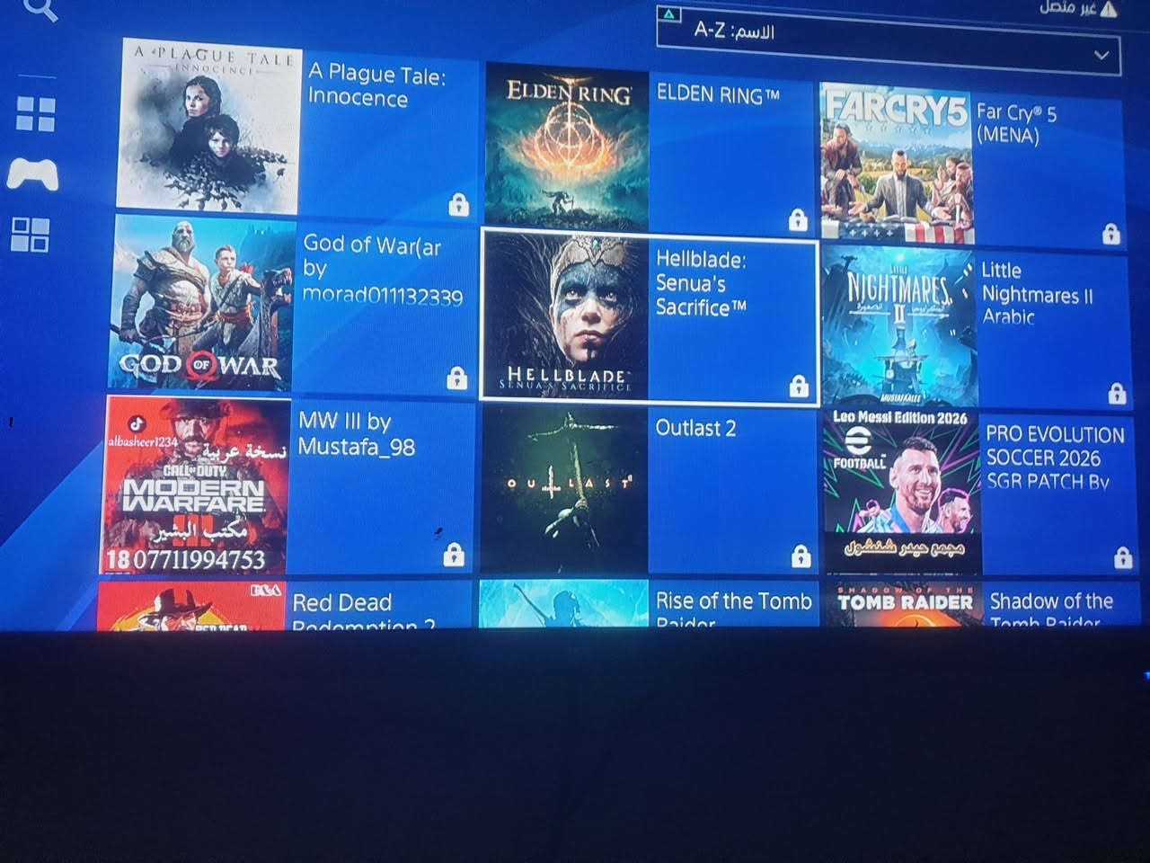 سلام عليكم شباب 
بلي فور فات مهكر
 نضام 11.52 
لوك ستيكر جهاز نضيف 
مساحه 500 GB  وهارد خارجي 500 GB 
معا جلستك وحده 13 لعبه قويات مثل ما واضح بل صوره 
بغداد طالبيه
سعره 225 الف


**إذا كنت صاحب هذا الإعلان وتريد حذفه لأي سبب، رجاءا أرسل رسالة إلى الدعم الفني**