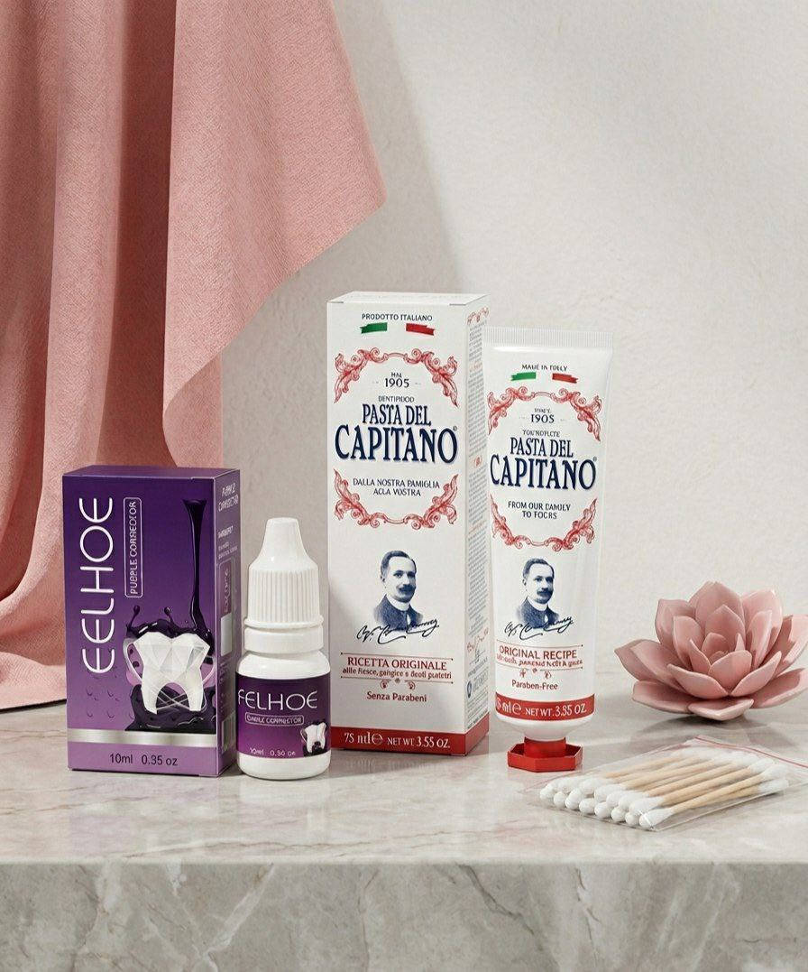 وداعاً للاحراج.. وابتسامتك /ج الآن ناصعة✨
تخلصو من اصفرار الأسنان المزعج فوراً مع الثنائي الأقوى. عرض يجمع بين عراقة معجون Pasta Del Capitano الإيطالي وقوة قطرات Eelhoe البنفسجية لتصحيح اللون

​✅ تبييض فوري من أول استخدام.
​✅ إزالة تصبغات القهوة والتدخين.
​✅ أنفاس منعشة وابتسامة واثقة طوال اليوم

#توصيل_جميع_المحافظات_


**إذا كنت صاحب هذا الإعلان وتريد حذفه لأي سبب، رجاءا أرسل رسالة إلى الدعم الفني**