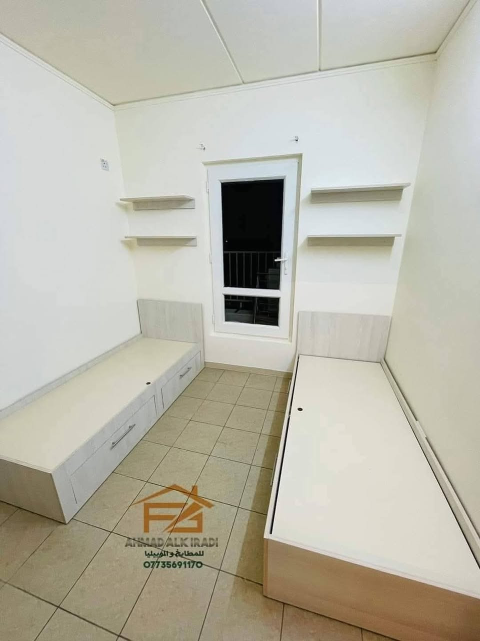 🛠 نصمم  🥸🪚 🥸 نبدع 🪛 💪🔨 نتميز ⭐🌟

🛏 تصميم وتنفيذ 
 ↩ 2 سرير نفر وكنتور 3 أبواب 
🌀 خشب  Mdf تركي درجة أولى ..
 🔹️تنفيذ  ...
  موديل عملي وأنيق  في شقق بسمايا ..
حسب طلب الزبون 🤩👌... ومستعدين بتجهيزكم بأي موديل أو لون حسب طلبكم ومن أرقى أنواع الخشب  🤩👏
🔱 مع ضمان الجودة والمتانة و جمال التصميم  👏💪
تجدونها فقط عند #الڪرادي_للمطابخ_والموبيليا  🤩🤩

🔻
🌇 العنوان // مقابل مجمع بسماية.. قريب من حلويات برهومي 
(حلويات برهومي اكو شارع بصفهم تدخلون بي وتتصلون بينا ندليكم على المعرض ....

🔽
📲 للاتصال والاستفسار ،،، ((( *********** )))
احمد الكرادي ↩ متوفر واتس 

⭕ او مراسلة الصفحة وسيتم الرد بأسرع وقت مع فائق التقدير  🌹
