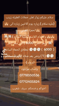 زوار تعلن حملات العقيله زينب (عليه سلام ) زياره يوم الاثنين زياره الى ...