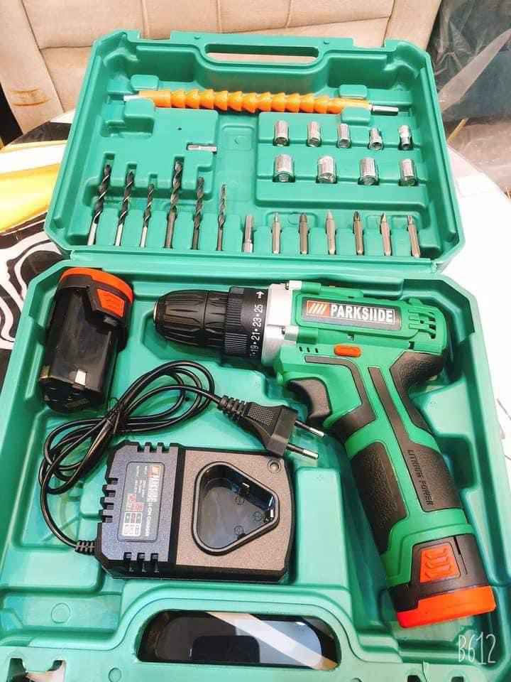 رجع اتوفررررر من جديد 💃💃💃
افضل دريل بمواصفات عالمية شحن من باك سايد الالماني🇩🇪🇩🇪 
❗❗❗PAKSIIDE✔️
✅دريل شحن🔌 بارك سايد 21 فولت يعمل فتح وشد البراغي وتثقيب الحديد والخشب والجدران

مواصفات الدريل:-
ملف نحاس💯
شفت حلزوني 
سيت لقم مختلف الاحجام📌
سيت برايم خشب🪃
سيت برايم حديد🔩
سيت درنفيس عدل ومربع🪛
توصاله للاماكن الصعبه🔗
🔋🪫دبل بطاريه21V
شاحنه قاعدة🖲️
حركة الدريل بالاتجاهين فتح وشد البراغي↔️
يعمل ع التثقيب بكل سهولة🕳️
0-350/0-1300 دورة/ في الدقيقة
#الاصلي المنشأ ألمانية 🇩🇪💯 بغداد, العراق


**إذا كنت صاحب هذا الإعلان وتريد حذفه لأي سبب، رجاءا أرسل رسالة إلى الدعم الفني**