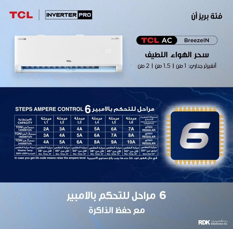 السلام عليكم ، عندي سبلت TCL inverter ١ طن "TAC-12CHSA-TPB BREEZEin T3”
اريد ابيعه لأنه الغرفة جبيرة عليه واحتاج اجيب اكبر منه للأسف
السبلت غير مستعمل (تقريباً ساعتين تشغيل فقط كتجربة للغرفة) بي ضمان 5 سنوات من الوكيل ( تطبيق جمعة) 
و ورقة ضمانه موجودة طبعاً وحتى السبلت بعده بغلافه ما شلته منه
سعره ٦٥٠ الف لأنه فعلياً جديد واني مشتريه قبل اسبوع ونص بالضبط ب٧٠٠ بس للأسف ما كفاني😅

٦ مراحل تحكم بالأمبيرية وحفظ ذاكرة
خاصية تحويل تلقائي (بين الوطني والمولد) 
ونظام تنظيف داخلي بالأشعة فوق البنفسجية
 للتواصل على الواتس ***********
وشكراً جزيلاً
