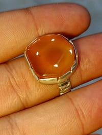 خاتم عقيق أصفر يماني طبيعي اصلي ذمة صياغة يدوي مرتبة فضة ٩٢٥ سعر جدا م...