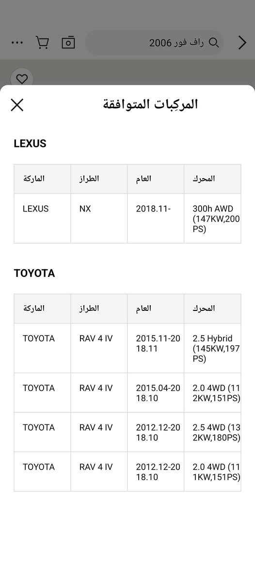 عبوة سياره راف فور كامله وزن ثقيل مال امازون اوربي اصلي ترهم من موديل 2012 الى 2019 امريكي قيم واخذ ***********
