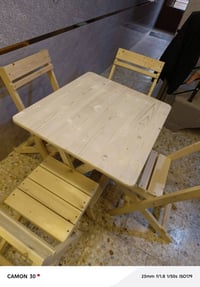 ميز طعام يرهم بالمطبخ أو حديقه تزكام خشب ويطبك الميز والكراسي السعر ١٠...