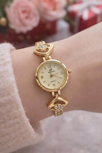 ساعة وسوار  روعة طلاء ثابت ضد الماء جوده ممتازة  لون المينا ذهبي وابيض...