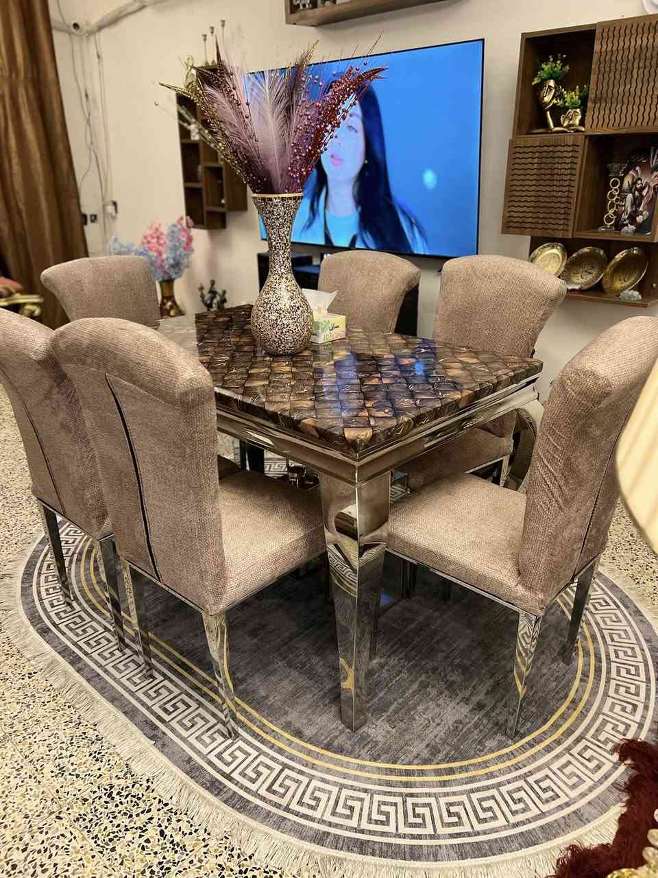 ميز طعام مرمر طبيعي 6 مقعد عنوان بغداد سعر 380 تواصل ***********
