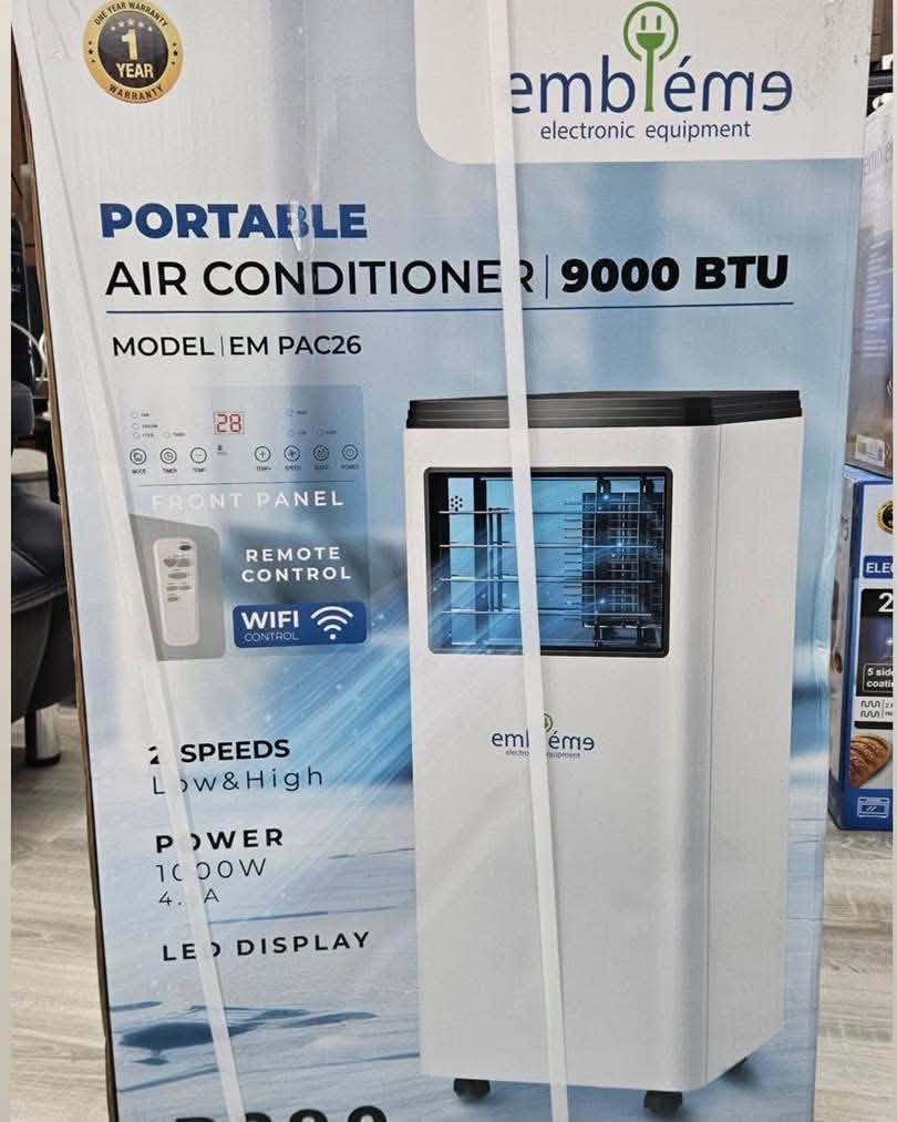 سبلت متنقل Emblème (9000 BTU) الذكي والاقتصادي 📲🌬️

🔹 تبريد حقيقي وقوي: بسعة 9000 BTU (ما يعادل 3/4 طن )

✨ الميزات اللي تخلّي الفرق:
✅ تبريد بقوة 9000 BTU (مناسب للغرف الصغيرة والمتوسطة) (تبريد كمبريسور فعلي)
✅ تحكم ذكي عن بُعد عبر الواي فاي + ريموت كنترول
✅ غاز تبريد صديق للبيئة R290
✅ سرعتان للمروحة (منخفضة - عالية)
✅ شاشة LED رقمية واضحة
✅ خاصية إزالة الرطوبة
✅ تشغيل هادئ جداً
✅ عجلات لسهولة النقل والتوجيه

⚙️ المواصفات:
- القدرة: 1000 واط | 4.6 أمبير وينخفض تدريجياً ليعمل بكفاءة عالية على خط المولد بمعدل اقتصادي
- مدى التبريد: 16-31°C
- تدفق الهواء: 300 م³/ساعة
- طول خرطوم العادم: 1.5 متر
- الأبعاد: 355×330×807 مم
- الوزن: 23.25 كجم

📍 مثالي لـ:
المطبخ | المكتب | غرفة المعيشة | غرفة النوم

📦 يشمل: المكيف + خرطوم العادم + ريموت + دليل الاستخدام

متوفر توصيل لكافة محافظات العراق 🚚🇮🇶

📞 للطلب أو الاستفسار:
واتساب: ‭***********‬ 
او مراسلة الصفحة على الماسنجر
