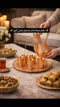 طقم ضيافة فاخر • تصميم شرقي • معدن نحاسي