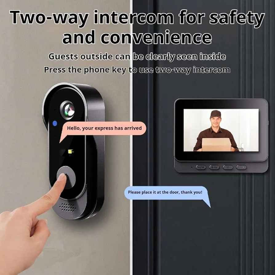 X8 Waterproof Video Doorbell Camera Wireless with 4.3" HD Monitor, Two-Way Audio, 120° Wide Angle, Night Vision, IP66 Waterproof, Rechargeable Battery

Top highlights
Recommended uses for productDoor Monitoring, Home Security, Visitor Identification
BrandGeneric
Model nameX8
Connectivity technologyWireless
Special feature120° Wide Angle, 2 Way Audio , Ip66 Waterproof, Night Vision, Wireless
Indoor/Outdoor usageOutdoor
NO WIFI REQUIRED: X8 video doorbell operates independently without internet connection, ensuring reliable performance and enhanced privacy protection for your home security
CRYSTAL CLEAR DISPLAY: Features a 4.3" HD monitor with 120° wide-angle lens providing comprehensive coverage of your doorstep and visitors with excellent clarity
TWO-WAY AUDIO COMMUNICATION: Built-in microphone and speaker enable real-time conversations with visitors from inside your home, perfect for deliveries and guest reception
NIGHT VISION & WEATHERPROOF: IP66 waterproof rating protects against harsh weather conditions whilst infrared night vision ensures clear visibility in complete darkness
RECHARGEABLE BATTERY POWERED: Convenient wireless installation with long-lasting rechargeable battery eliminates complicated wiring and provides flexible mounting options
See less
Product specifications
Additional details
Item details
Connectivity
Power
Video Quality
Video
Camera Optics
Night Vision
Measurements
Warranty
Other Special Features of the Product 120° Wide Angle, 2 Way Audio, Ip66 Waterproof, Night Vision, Wireless
Indoor Outdoor Usage Outdoor
Compatible Devices Doorbell
Controller Type Remote Control
Mount Type Wall Mount
Colour Black
Form Factor Doorbell Camera
Installation Type Wireless
Material Waterproof Material
Water Resistance Level Waterproof
Shape Rectangular
EU Spare Part Availability Duration 2 Years
Room Type Entrance, Front Door
Light Source LED
Waterproof Rating Ip66
Rear Webcam Resolution 1080 Pixels
Control Method App, Push Button, Touch
Product image gallery السليمانية, العراق


**إذا كنت صاحب هذا الإعلان وتريد حذفه لأي سبب، رجاءا أرسل رسالة إلى الدعم الفني**