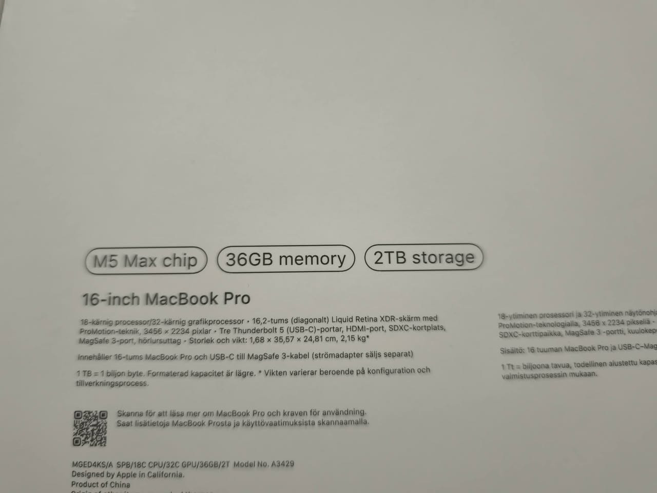 MacBook Pro 16 inch
M5 Max

Open Box

36GB RAM

2TB Storage

Cycle count: 2

Local Pick up. 

Location: Sulaimanyaih 

Will be sold to the highest price.


**إذا كنت صاحب هذا الإعلان وتريد حذفه لأي سبب، رجاءا أرسل رسالة إلى الدعم الفني**