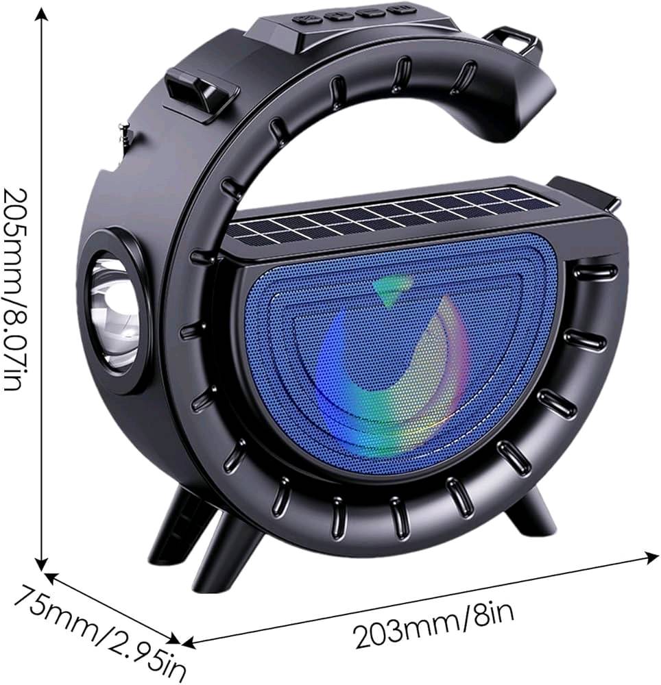 مديل DV - 800

- يتم شحنه عن طريق الكهرباء والطاقة الشمسية 

- يمتلك لوحة شحن شمسية لضمان امداده بالطاقة دون انقطاع

- يتميز بمصباح يدوي LED قوي ذات مدى 100 متر

- خاصية الراديو FM

- يأتي مع حزام 

- ستاند حامل للهاتف 

- اضاءة ملونة من الداخل 

- يدعم  USB و TF-card

- قياسات السبيكر :  203 * 75 * 205 mm

- مسافة الاتصال: 10 متر
ما هي مدة تشغيل البطارية بالساعات؟: 
الشحن على الطاقه الشمسيه 
هل توفر توصيل ضمن بغداد؟: 
نعم
هل هناك ضمان على المنتج؟: 
نعم يوجد ضمان
