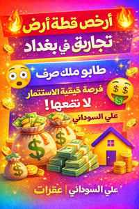 � أرخص قطعة أرض تجارية داخل العاصمة بغداد 💥 • صنف الأرض: طابو ملك صرف ...