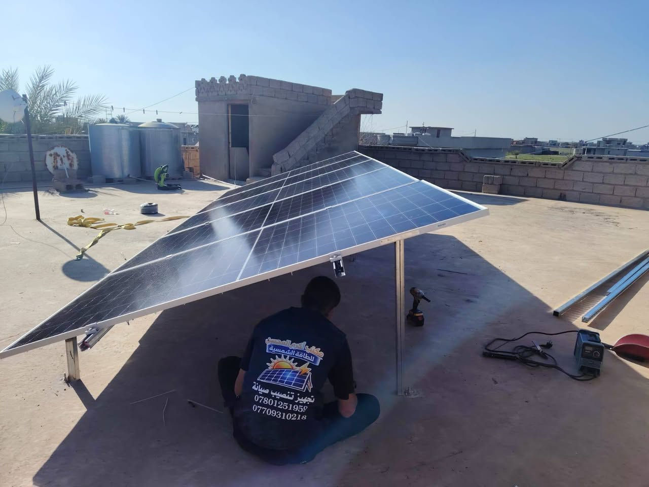 تم بحمد الله تجهيز و تنصيب منظومة 10 امبير نهاري 8 امبير ليلي
تم تجهيز و تنصيب منظومة طاقة شمسية متكاملة  للاخ عدي  قرية شريعة
مكونات المنظومة 
الواح  فلاديليفيا 600 واط ضمان 15 سنة 
انفيرتر رايزنگ 6 كيلو واط ضمان سنتين 
بطارية ليثيوم SKE 10 كيلو ضمان 5 سنوات 
قواعد حديد مغلون ميكانو 2 ملم تارس
و تثبيت الألواح ب كلامبات 4 ملم
للاستفسار زوروا موقعنا 
كركوك شارع القدس 
العباسي الشارع العام محلات ضرغام الصكر 
او الاتصال على الارقام ***********
***********
