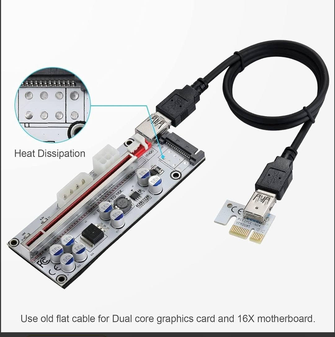 منو يشتغل بمجال تعدين عملات رقمية ، سوي تاگ لصديقك الي يفهم بكل شيء 😁
: رايزر كرت الشاشة (PCI-E 1X to 16X Riser) | الإصدار VER010-X

القطعة الأساسية والأكثر أماناً لتشغيل كروت شاشة متعددة على لوحة أم (Motherboard) واحدة بكفاءة عالية الاستقرار!

### 💡 الاستخدامات الأساسية (بالأخص في مجال التعدين):

 * **تجميع ريج التعدين (Mining Rig):** يسمح لك بتوصيل كروت شاشة متعددة (حتى 6 أو 8 كروت أو أكثر) على مذر بورد عادية لا تحتوي إلا على منافذ PCIe 1x صغيرة.

 * **التهوية والتبريد المثالي:** يتيح لك إخراج كروت الشاشة خارج كيس الكمبيوتر وتثبيتها على هيكل خارجي (Rig)، مما يوفر مسافات كافية بين الكروت لمنع الارتفاع الزائد لدرجات الحرارة أثناء ضغط التعدين المستمر 24/7.

 * **حماية اللوحة الأم:** يسحب الطاقة اللازمة لتشغيل الكرت مباشرة من الباور سبلاي (عبر منافذ 6-pin أو Molex أو SATA المتوفرة باللوحة)، مما يحمي المذر بورد من الاحتراق بسبب سحب الطاقة العالي.

### 🛠️ مميزات هذا الإصدار (VER010-X):

 * **ثبات عالي:** مزود بـ 8 مكثفات صلبة لضمان تنقية وتوصيل تيار كهربائي مستقر وآمن للكروت الثمينة.

 * **خيارات طاقة متعددة:** يدعم منافذ طاقة متنوعة لتسهيل عملية التوصيل من الباور سبلاي.

 * **ملحقات كاملة:** يأتي مع كابل USB 3.0 سريع لنقل البيانات، والوصلة الصغيرة للمذر بورد.

6 قطع كاملة و جديده ، تنباع مع بعض ، سعر مناسب حسب شغل المنتج  ، 

:


**إذا كنت صاحب هذا الإعلان وتريد حذفه لأي سبب، رجاءا أرسل رسالة إلى الدعم الفني**