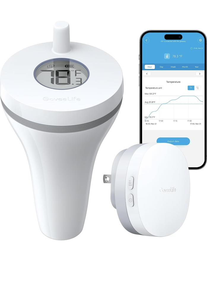 GoveeLife WiFi Pool Thermometer P1 Wireless App Easy Read, Smart Digital Floating Pool Thermometer with IPX7 Waterproof, Notification Alert, Water Temperature Monitor for Swimming, Pond, Bath, SPA


**إذا كنت صاحب هذا الإعلان وتريد حذفه لأي سبب، رجاءا أرسل رسالة إلى الدعم الفني**