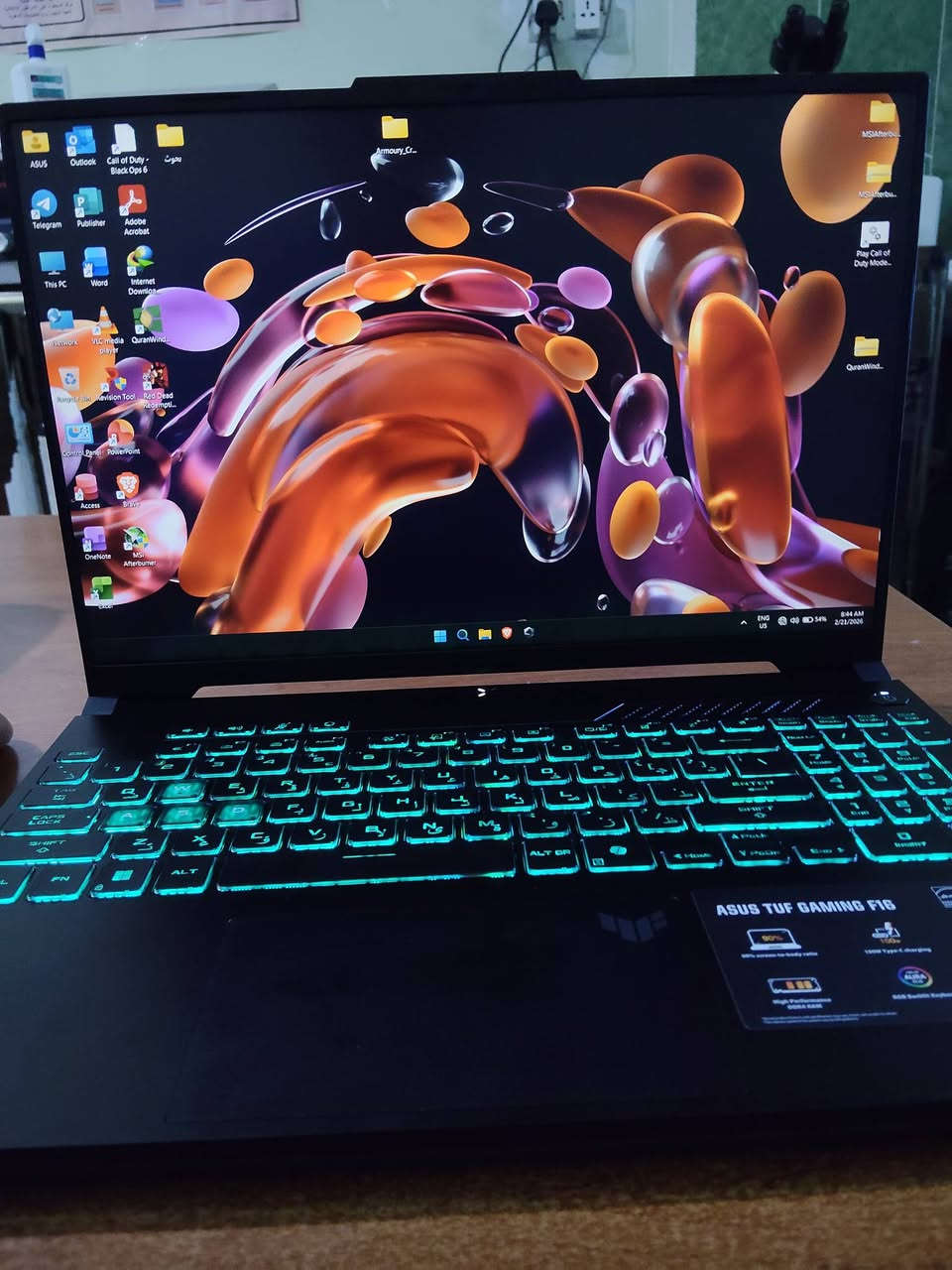 ASUS TUF GAMING F16
السلام عليكم 
لابتوب للبيع فئة Gaming ولكل شي تكدر تستخدمه العاب ومونتاج وبرامج هندسية.
معالج: Intel cor5 210H
كرت الشاشة: RTX 3050 6GB
رام: 16 GB DDR4 
تخزين: 512 NVMe 4th-gen 
شاشة حجم 16  1920×1200 
اظاءة كيبورد RGB
دعم تقنية mux switch
منافذ كاملة تايب سي ويو اس بي2، رامات من جبتهه 8 وطورتهه لل16 ومكفولة مية بالمية من كلشي، مستخدمة فقط 5 اشهر والضمان يخلص شهر 11 2026، الكارتون موجود والشاحنة الاصلية. 
السعر 1100000 وبيها مجال بسيط للشراي مكاني بغداد/المدائن/ ما متواجد على الفيس ***********
