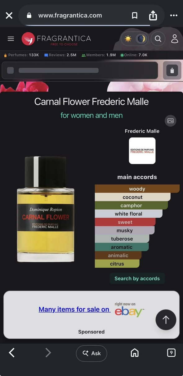 للبيع 
عطر Carnal Flower by Frederic Malle  
عطر زهري مسكي جميل جدا بنقاء و اداء جدا قوي 
المتبقي 65 ml 
للاستفسار على الخاص


**إذا كنت صاحب هذا الإعلان وتريد حذفه لأي سبب، رجاءا أرسل رسالة إلى الدعم الفني**