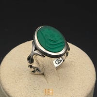 عقيق خراساني أخضر • فضة يدوية • مقاس 20