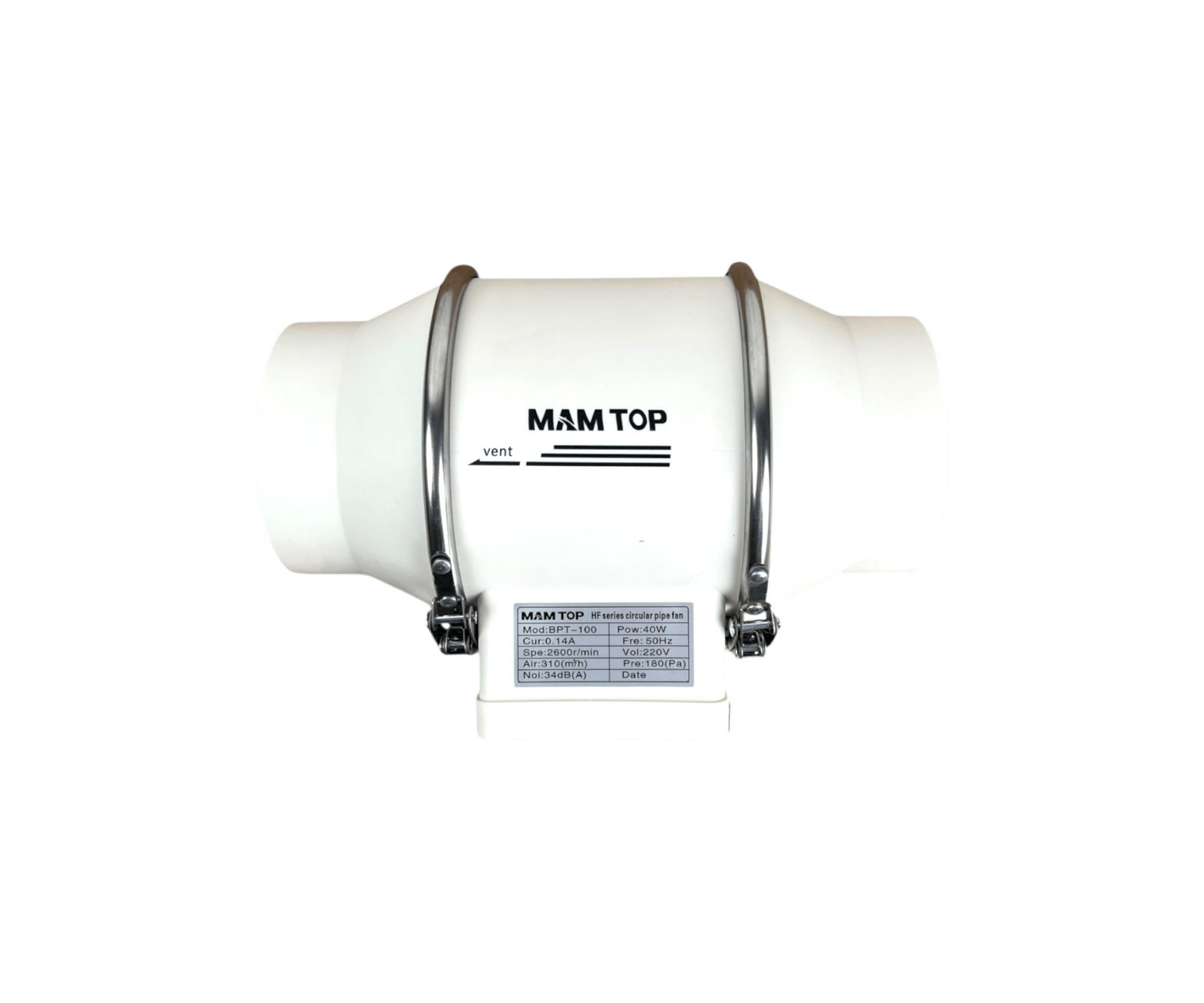 ساحبة هواء صاروخية ماك توب MAM TOP – 4 إنج (Inline Duct Fan)
الاستخدامات

سحب وطرد الهواء من الحمّامات والمطابخ.

تحسين التهوية داخل الغرف، المخازن، والورش.

تقليل الرطوبة والروائح والدخان.

مناسبة لأنظمة مجاري الهواء (الدكت) بقطر 4 إنج.

تُستخدم في البيوت، المحلات، والمكاتب.

المميزات

قطر 4 إنج (100 ملم)– متوافقة مع دكت التهوية القياسي.

قدرة كهربائية: 40 واط.

الجهد الكهربائي: AC 220V – 5060Hz.

تدفق هواء قوي: حوالي 310 م³ساعة.

ضغط هواء: 180 باسكال.

مستوى ضجيج منخفض: تقريبًا 34 ديسيبل.

سرعة دوران: 2600 دورةدقيقة.

تصميم صاروخي داخلي لرفع كفاءة السحب.

استهلاك طاقة منخفض مع أداء ثابت.

جسم بلاستيك متين مقاوم للرطوبة.

مزوّدة بحامل تثبيت معدني لسهولة التركيب.

سهلة الفك والتنظيف حسب دليل الاستخدام.

تشغيل هادئ مناسب للاستخدام المنزلي.

محتويات الصندوق

ساحبة هواء صاروخية MAM TOP مقاس 4 إنج.

قاعدة تثبيت معدنية مع براغي.

دليل الاستخدام.

الملاحظات

طول السلك: 70 سم.

قياس الكارتون:

- الطول: 23 سم
- العرض: 17.5 سم
- الارتفاع: 15.5 سم

يُفضّل فصل الكهرباء قبل التركيب أو الصيانة.

يُنصح بتنظيف المروحة دوريًا للحفاظ على الأداء.
‏سعر 35 مع التوصيل مجاني بغداد محافظات


**إذا كنت صاحب هذا الإعلان وتريد حذفه لأي سبب، رجاءا أرسل رسالة إلى الدعم الفني**