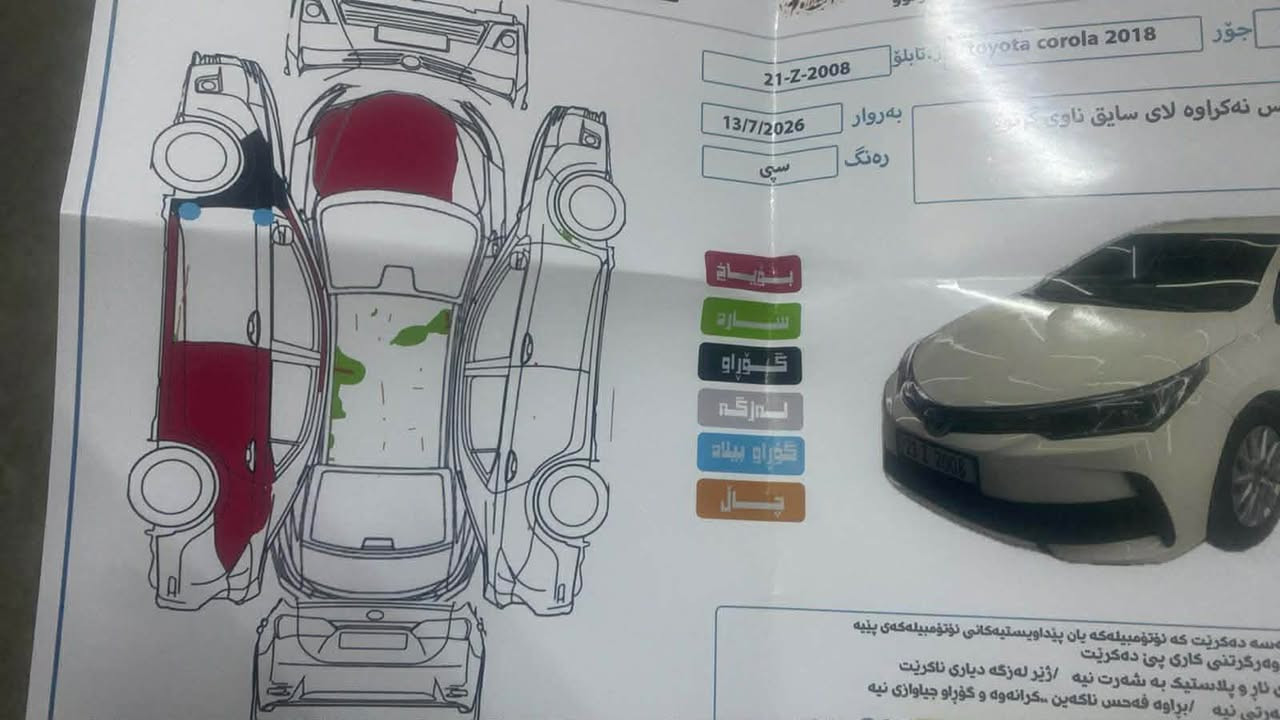 بيكاشوو 2018
خليجيه 
گێر و مەکینەی لۆک
مه كينه 20
سەیارەکە جوانە 4پارچە بۆیاخە ناو گرتنی پێشەوەی هەیە سەقفی دوو بست ساردە
تاخم پێش تازە گۆراوە پاتری تازە بێ مەسرەف
سعری 93وەرەقە*********** نامە مەنێرە تلفۆن کە كالار, السليمانية
