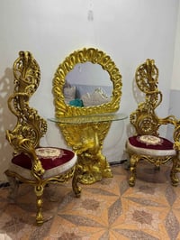 زوج كراسي ملكي خشب زان مصري جديد غير مستخدم طلاء ورق ذهب فخمات ا،تفاع ...