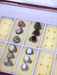 محابس فضة • احجار اصلية • ١٢ قطعة