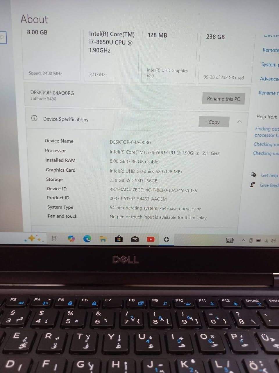 لابتوب دل dell 5490
المعالج كور اي 7 الجيل 8
الهارد    256.     ssd  m.2
الرام 8.  ddr4 
كارت الشاشة  4  شير 
حجم الشاشة  14 
يحتوي على منفذ تايب سي للشحن او نقل البيانات
نظام التشغيل ويندوز 10 عربي  
الملحقات شاحنة اصلية وجنطة 
السعر  260
***********
***********
يوجد توصيل

متوفر 
تتوفر مجموعة لابتوبات بأسعار مناسبة ومواصفات مختلفة

