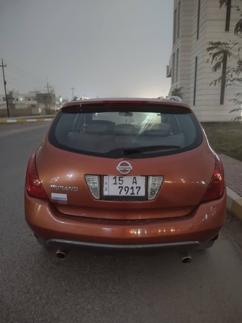 السلام عليكم
نيسان مورانو 2008 خليجي رقم انبار انكليزي تحويل ثاني يوم سنويه مجدده 
محرك V6 بلادي
كير بلادي
تخم تاير 
فتحة سقف
صدر جديد
 تبريد ثلج 
السيارة بيه صبغ باب بس الباقي مكفول السعر 80 وبيه مجال المكان الانبار الرمادي هـ ***********
