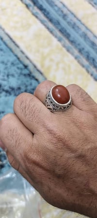 عقيق احمر • فضة ٩٢٥ • مقاس ٢٢/٢٣