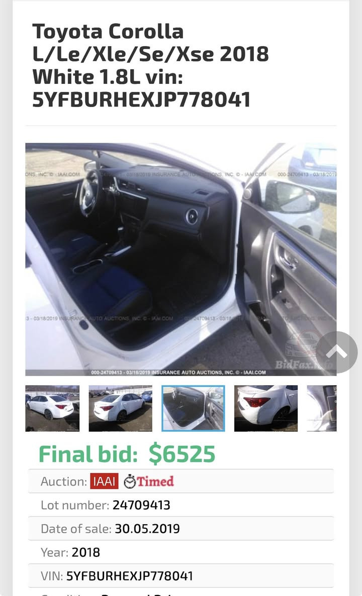 🚗 للبيع: تويوتا كورولا 2018se
📍 الموقع: ديالى  
🎨 اللون: أبيض  
📏 المسافة المقطوعة: 93 ألف ميل  
🔧 تبديل قطعتين ابلادي وملاحظات بسيطة
        ارباك دواخل شواصي مكفولة  
🧼 الحالة: كير محرك مكفولة
💰 السعر: (149)  بيها مجال

السيارة نظيفة واستعمال شخصي.  بالواقع احلا من الصور
للتواصل أو اتصال: (***********)
