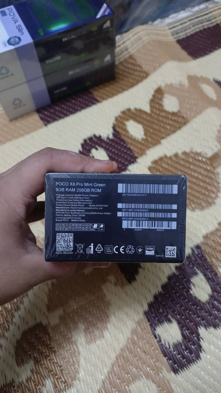 سلام عليكم بوكو X8 برو ذاكره 256 يفعل بوبجي 120 فريم جهاز جديد غير مفتوح جهاز غني عن التعريف فول مواصفات وسعره جوه سوك فقط عندي قطعتين منه فقط حياكم الله مكاني بغداد مدينه صدر وعندي توصيل لجميع محافضات عراق رقم حجز *********** واتساب فقط سارعو بلحجز لين عندي فقط قطعتين وتدللون
