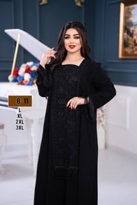 كشمير اسود • دشداشة مطرزة • مقاسات L-3XL