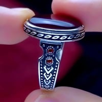خواتم رجالي • عقيق يمني • فضة 925