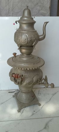 سماور نحاس اصفر مطلي باللون الابيض وزن 5 كيلو سعر 60 الف بغداد الشعب ن...