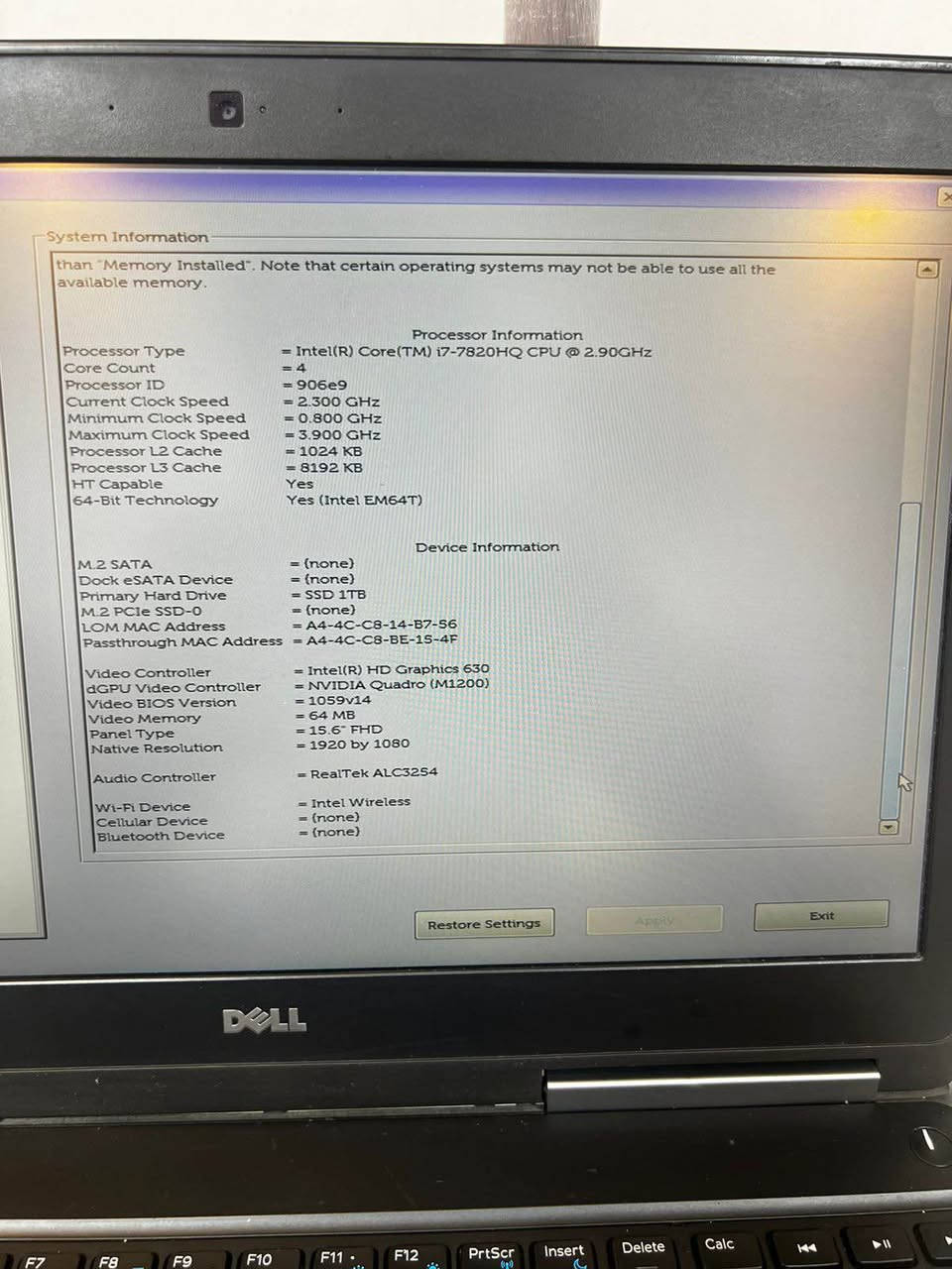 للبيع DELL 7520
Core i7 h جيل سابع 
هارد ssd 1T
رام ddr4 16gb
كرت quadro 1200m 
بقوة 1050 
حجم الشاشه 15.6 انج
بطاريه تقريبا ساعتين و نص
مناسبه للألعاب و العمل المكتبي و البرامج الهندسيه
السعر 375 الف 
مكاني الاعظمية *********** بغداد, العراق
