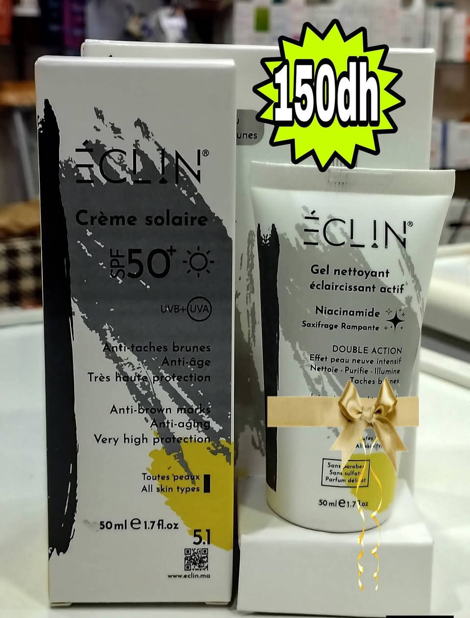 🌞 شمس الصيف ما كترحمش... واختيار واقي الشمس المناسب ما بقاش رفاهية، بل ضرورة! 🌞
بزاف ديال الناس كيديرو واقي شمس غير باش ما يتحرقوش، ولكن كينساو بأن أشعة الشمس هي السبب الرئيسي فاسمرار البشرة، وظهور التصبغات، والبقع الداكنة، وحتى علامات الشيخوخة المبكرة والتجاعيد. 😔
لهذا خاصك تختاري واقي شمس ماشي غير كيحمي... ولكن حتى كيعالج ويمنع التصبغات ويقاوم الشيخوخة. واليوم جبنالكم عرض كيجمع بين الحماية والعناية اليومية، وزدنا عليه غسول مبيض غني بالنياسيناميد هدية باش تكون النتيجة أفضل وأسرع. 🤍✨
🎁 عرض ECLIN المميز بثمن فقط 150 درهم 🎁
💛 واقي الشمس ECLIN SPF50+ ✔️ حماية عالية جدا ضد أشعة UVA وUVB. ✔️ كيحارب التصبغات والبقع الداكنة ويمنع ظهورها. ✔️ مضاد لعلامات الشيخوخة المبكرة والتجاعيد. ✔️ غني بفيتامين E المضاد للأكسدة لحماية البشرة من أضرار الجذور الحرة. ✔️ كيرطب البشرة ويخليها ناعمة بدون إحساس دهني. ✔️ مناسب لجميع أنواع البشرة، حتى الحساسة.
🤍 غسول ECLIN المبيض 50ml (هدية) 🎁 هدية مع العرض!
✔️ غني بالـ Niacinamide لتوحيد لون البشرة وتقليل التصبغات. ✔️ كينظف البشرة بعمق ويزيل الدهون الزائدة والشوائب. ✔️ كيساعد على تنقية المسام وتقليل مظهرها. ✔️ كيمنح البشرة إشراقة ونضارة من أولى الاستعمالات. ✔️ كيحافظ على توازن البشرة وما كيخليش الإحساس بالجفاف.
💥 واقي شمس قوي + غسول مبيض احترافي = روتين متكامل لبشرة محمية، موحدة اللون، ومشرقة طول الصيف.
💰 كل هاد الباك بثمن مناسب جدا: 150 درهم فقط.
📍 العرض متوفر حاليا في: 🏪 بارا السعادة 🏪 بارا الفتح
📦 الكمية محدودة... سارعوا بالحجز قبل نفاد العرض، وخلي بشرتك تستافد من حماية متكاملة وإشراقة تستحقها طوال فصل الصيف. ☀️🤍
Para El Fath
Parapharmacie Saada 
@chaimae El


**إذا كنت صاحب هذا الإعلان وتريد حذفه لأي سبب، رجاءا أرسل رسالة إلى الدعم الفني**