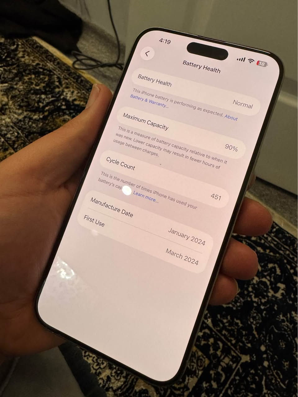 ئايفؤن ١٥پرؤماكس ١سيم ٢٥٦ باتري ٩٠ زه ماني ١مانگ سه دا ١٠٠خاوين سعري ٧٢٠دؤلار *********** حلبجة, السليمانية
