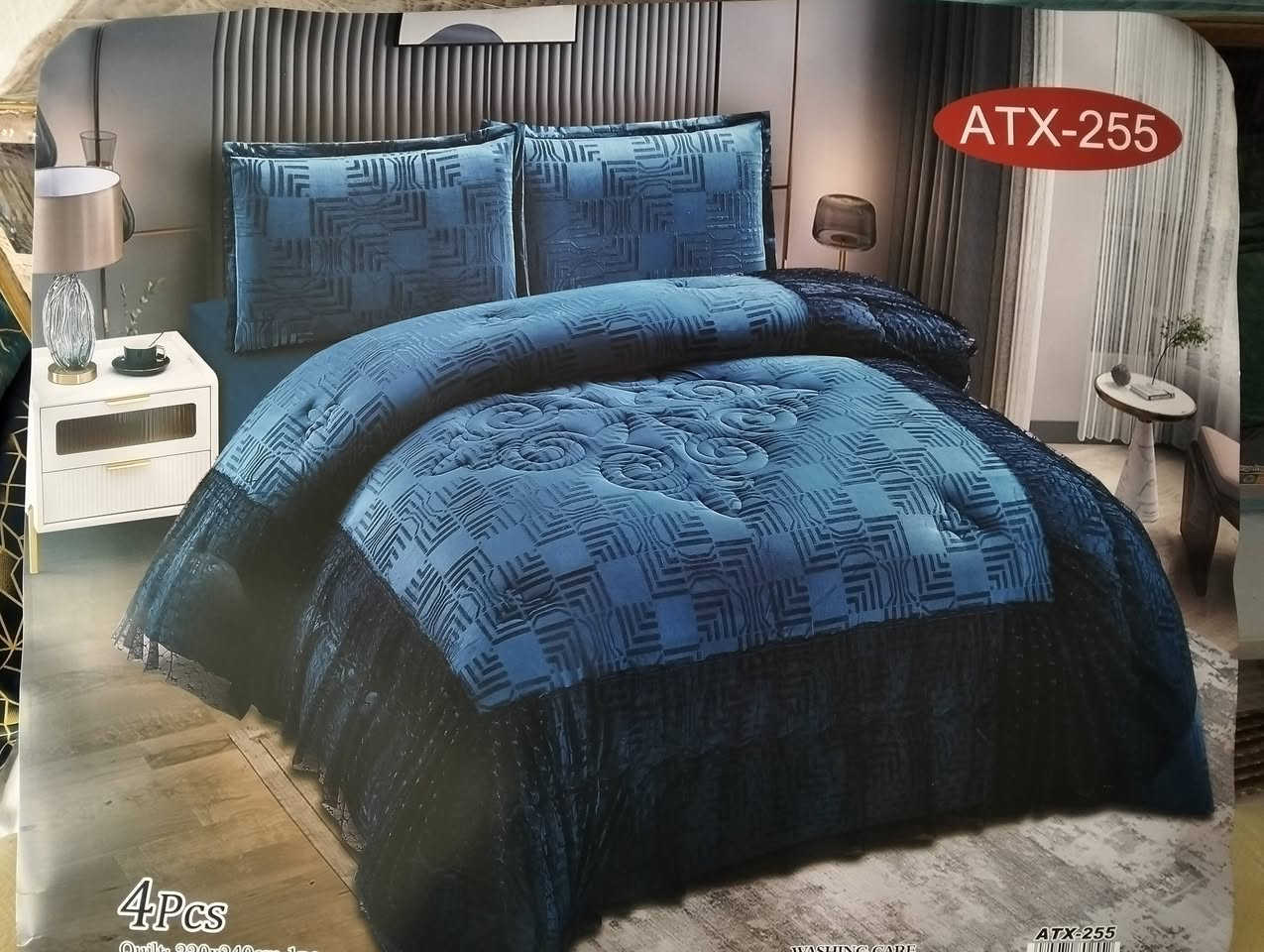 قطع اخيرة 
لحاف ماركة وزن ثقيل السعر 25 فقط 
4 قطع وجوه مخاد 2 تلبيسة ولحاف 
دبل كركش ثقيل جداً قياس 220 في 240 
العنوان التحرير دور الجاهزة مقابيل محل كرزات حمودي يوجد توصيل ***********
