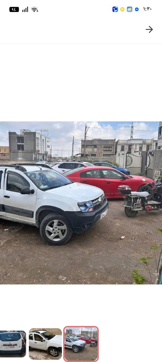 السلام عليكم 
رينو داستر 2018
محرك 2000دوش كير at
السعر 90بيها مجال 
اقتصادية 
ماشية 100 الف 
سيارة مابيها اي نقص 
مابيها صبغ كفالة  فقط بارد 
تحكم ستيرين 
مثبت سرعة 
شاشة وكامرة خلفية 
السيارة احلى بالحقيقة 
بغداد 
*********** واتساب
