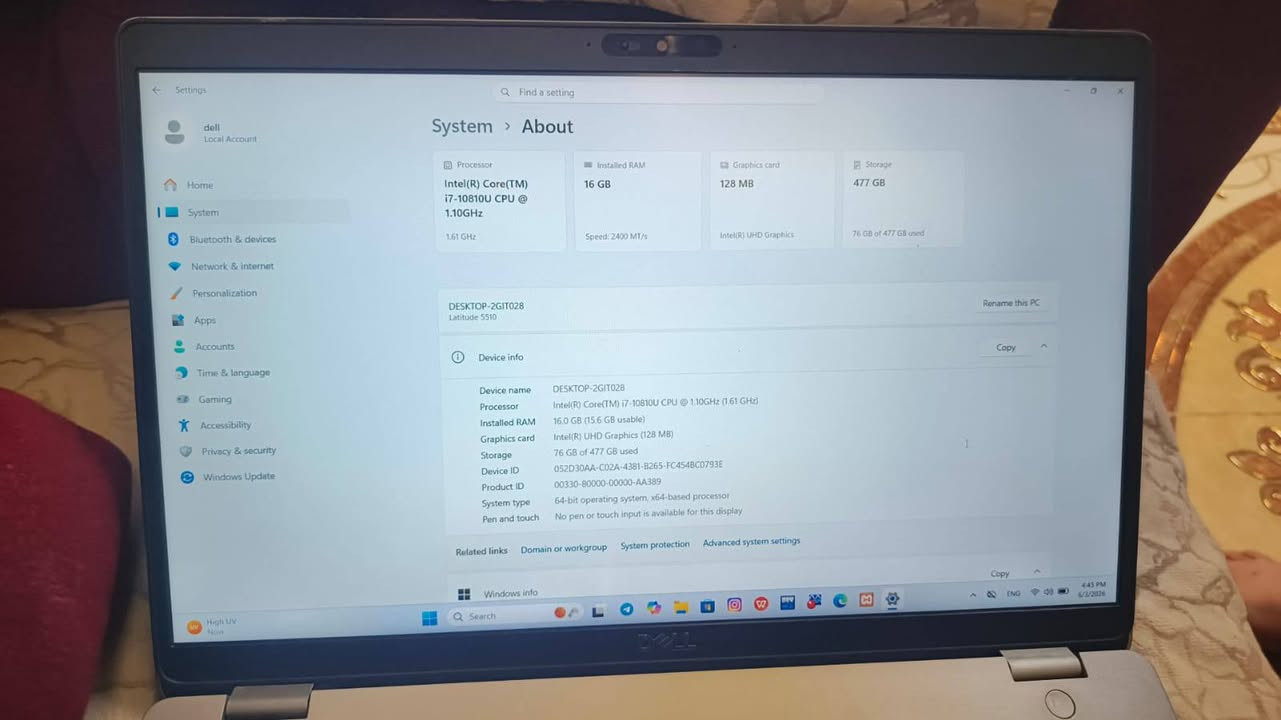 لابتوب DELL مواصفات كلها موجودة نضيف
تجي تفحصه كدامك يلا تاخذة بيه برامج الهندسة البور بوينت وهاي 
السعر 450 وبيه مجال شراي خاص


**إذا كنت صاحب هذا الإعلان وتريد حذفه لأي سبب، رجاءا أرسل رسالة إلى الدعم الفني**